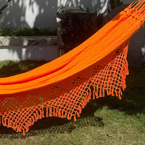 XL Orange Cotton Double Hammock; 4.2m x 1.6m